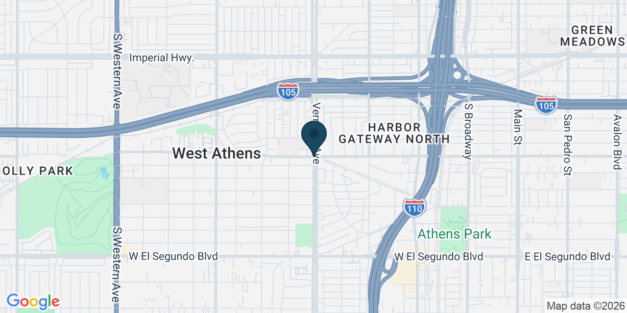 Map showing West Athens, Los Angeles County, CA