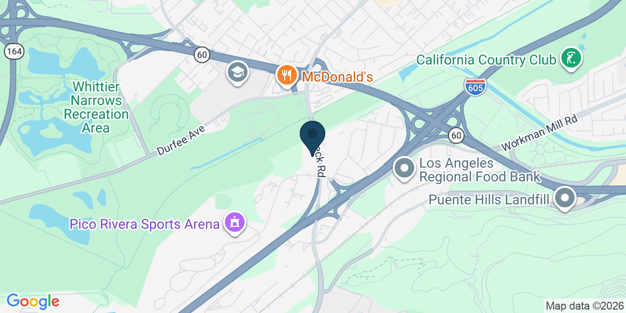 Map showing Whittier, Los Angeles County, CA