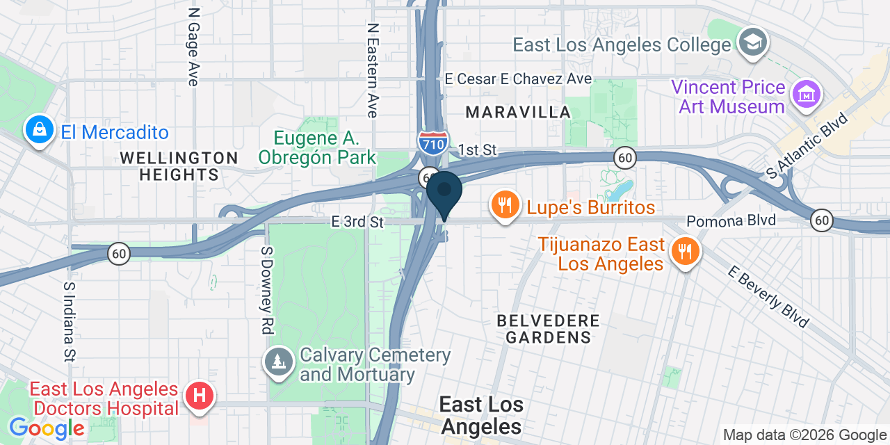 Map showing East Los Angeles, Los Angeles County, CA