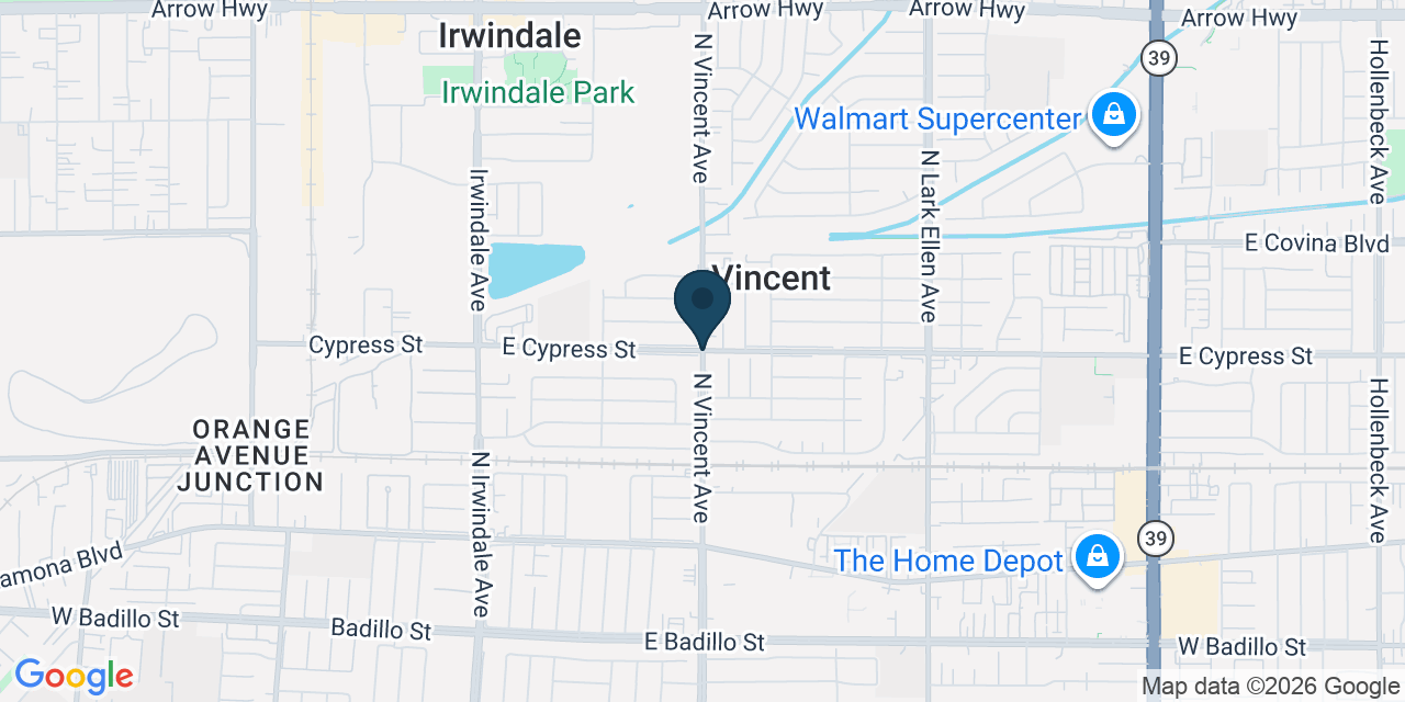 Map showing Vincent, Los Angeles County, CA