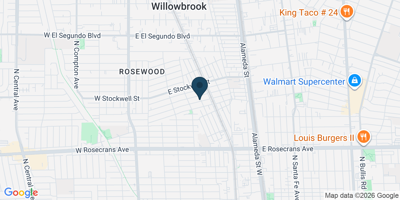 Map showing Compton, Los Angeles County, CA