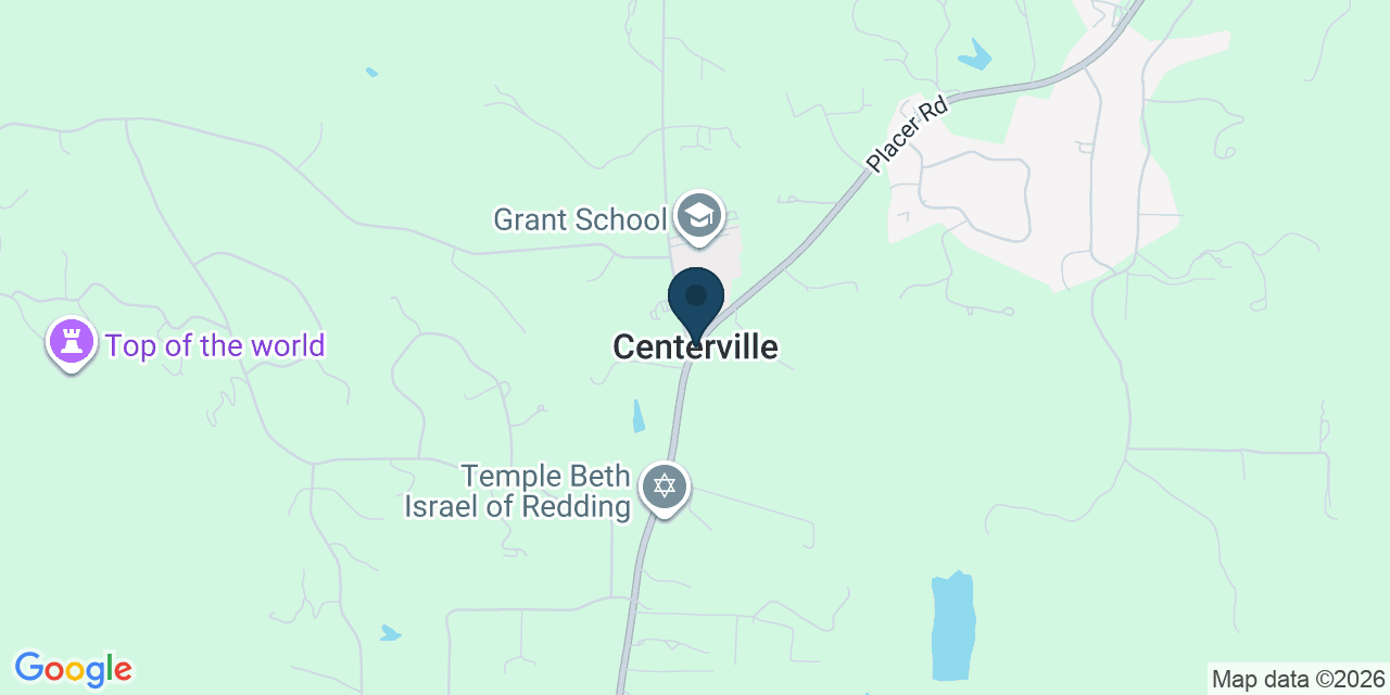 Map showing Centerville, Shasta County, CA
