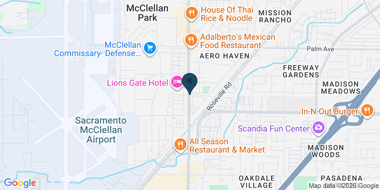 Map showing North Highlands, Sacramento County, CA