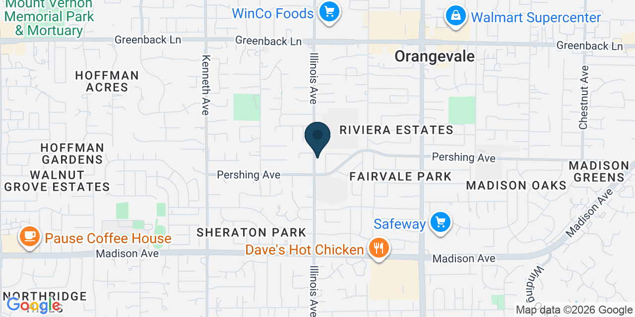 Map showing Orangevale, Sacramento County, CA