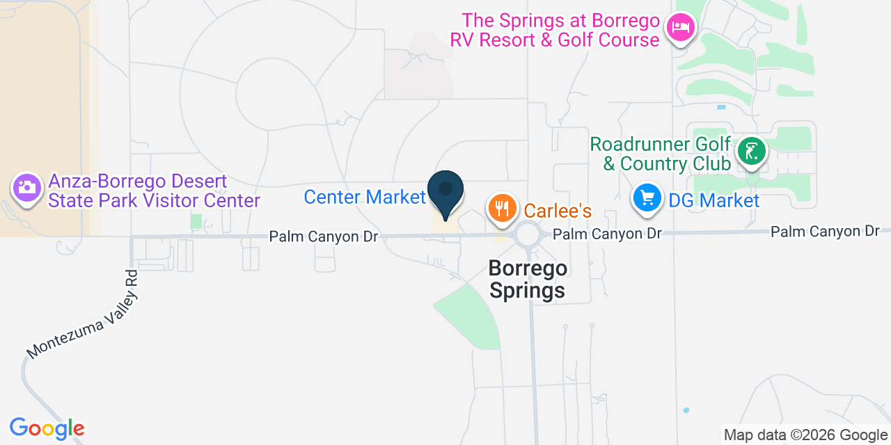 Map showing Borrego Springs, San Diego County, CA