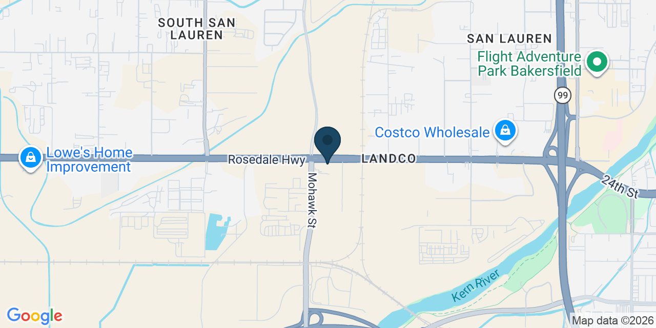 Map showing Bakersfield, Kern County, CA