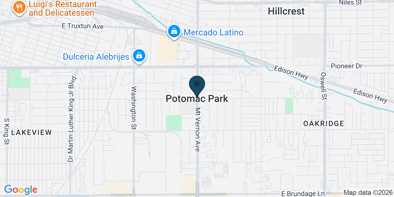 Map showing Potomac Park, Kern County, CA