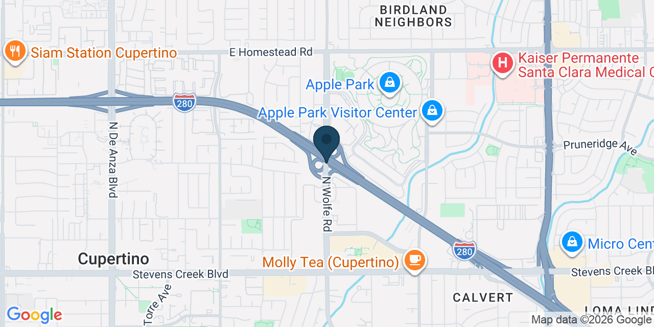 Map showing Cupertino, Santa Clara County, CA