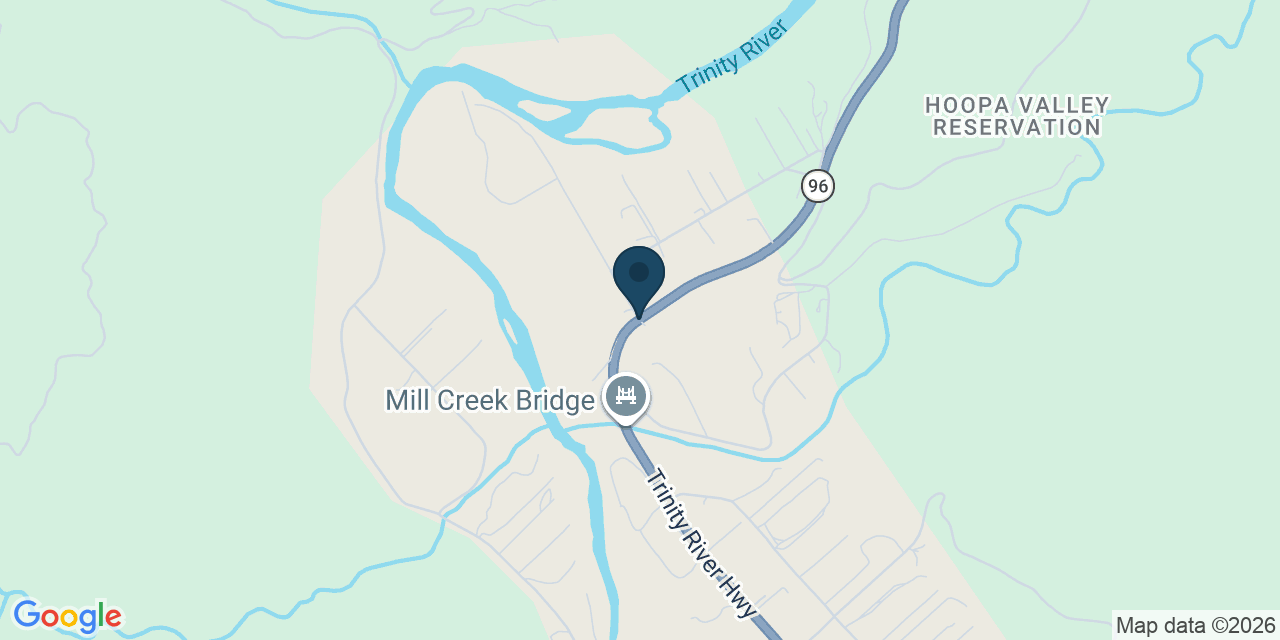 Map showing Hoopa, Humboldt County, CA