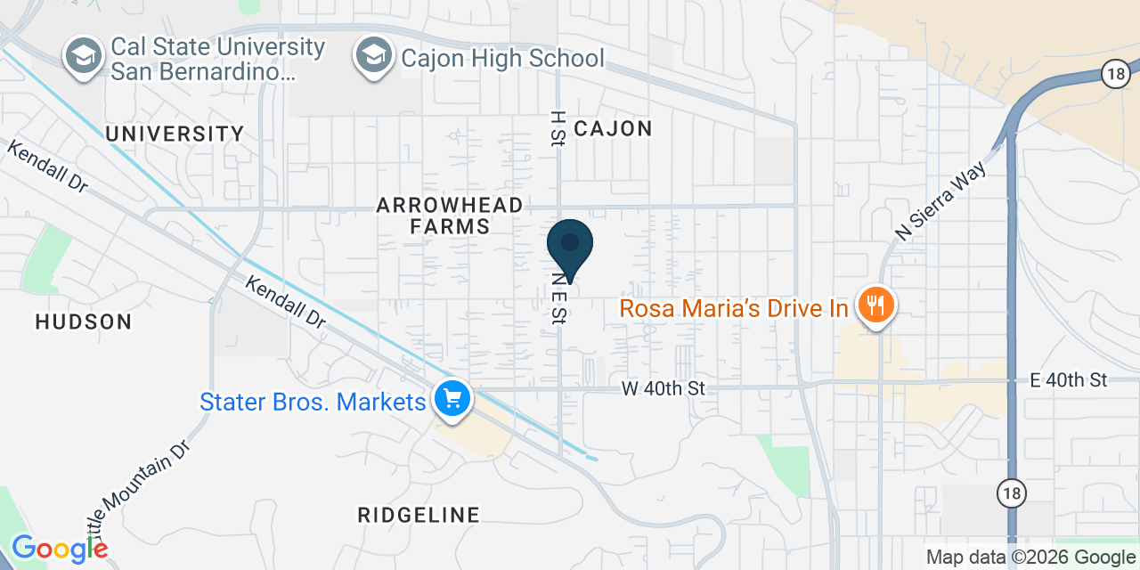 Map showing Arrowhead Farms, San Bernardino County, CA