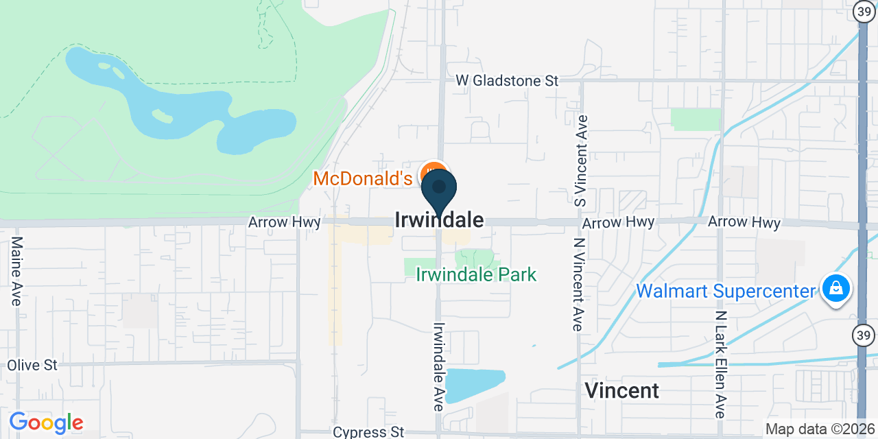Map showing Irwindale, Los Angeles County, CA