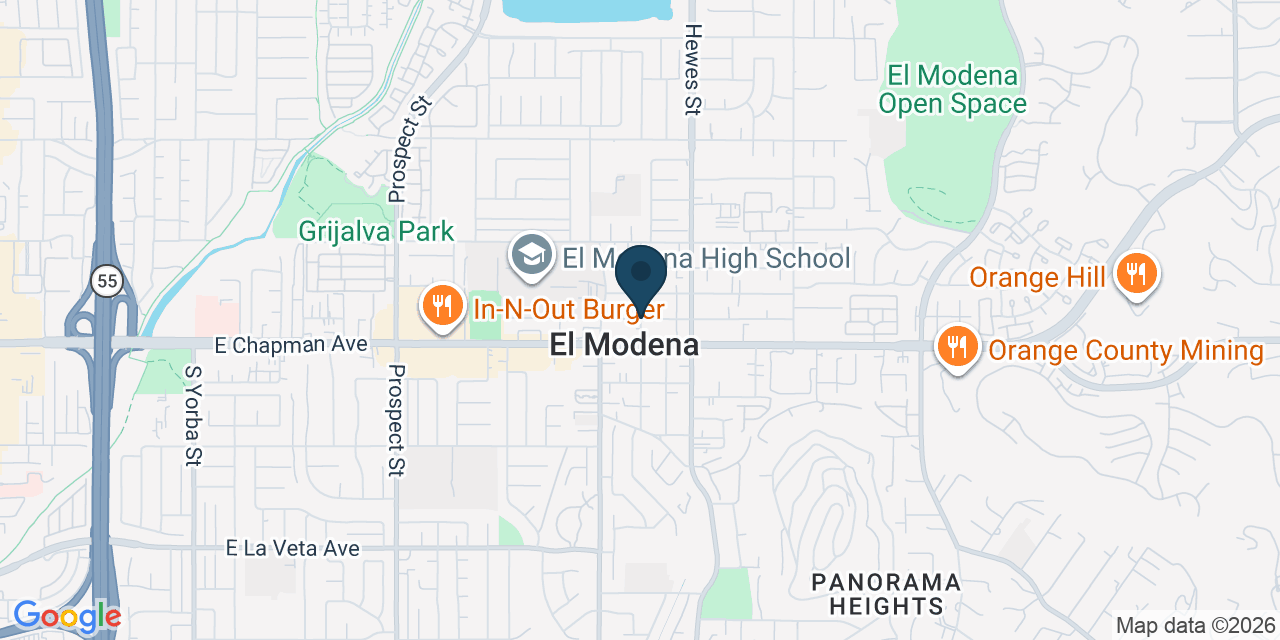 Map showing Orange County, CA