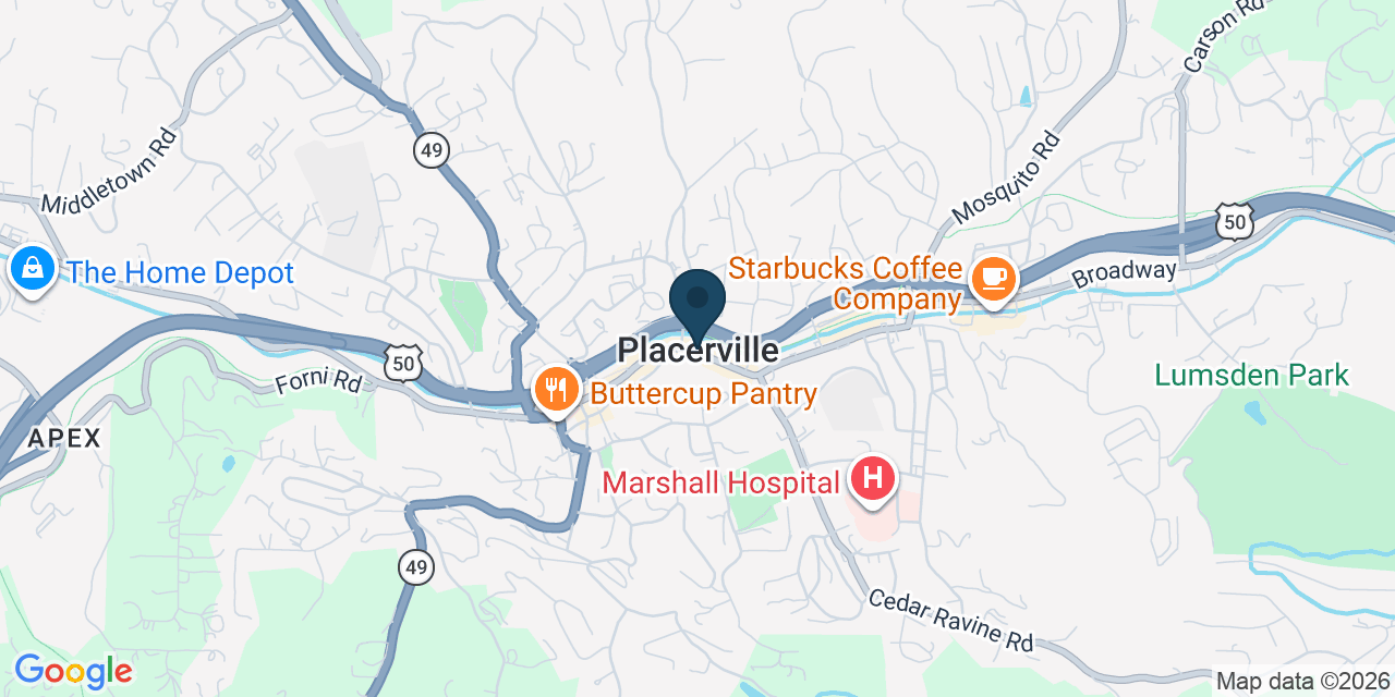 Map showing Placerville, El Dorado County, CA