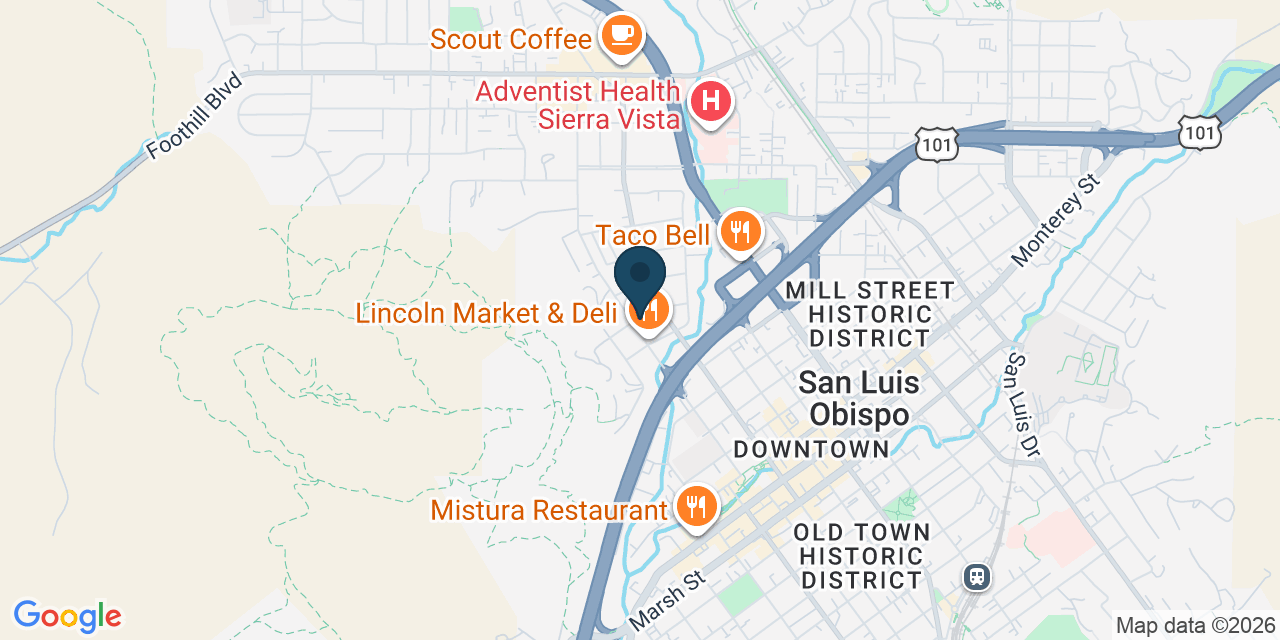 Map showing San Luis Obispo, San Luis Obispo County, CA