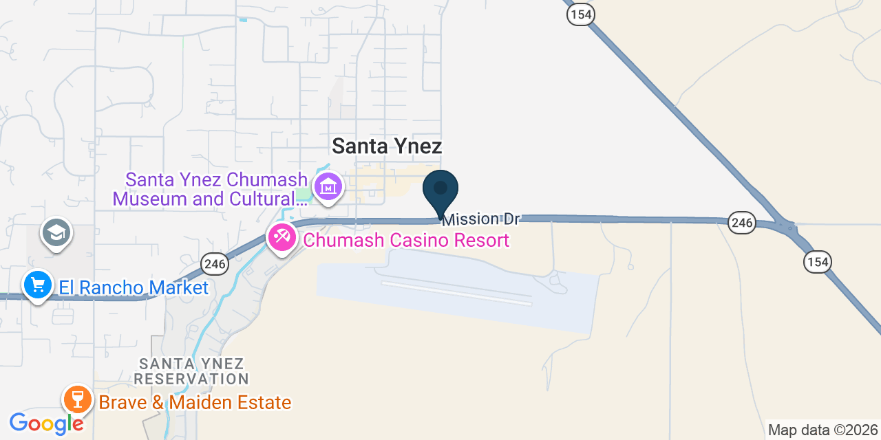 Map showing Santa Ynez, Santa Barbara County, CA
