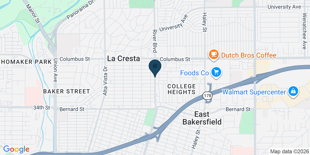 Map showing La Cresta, Kern County, CA