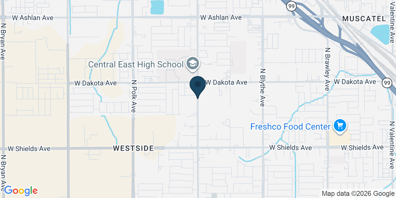 Map showing Fresno County, CA