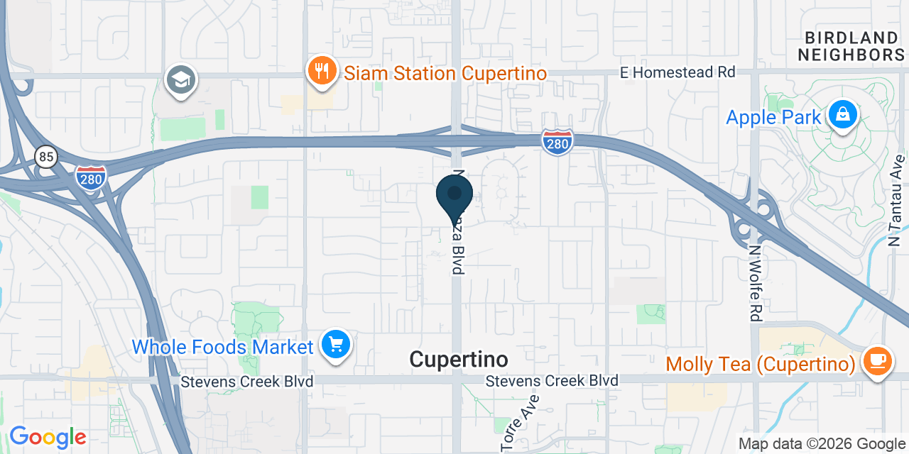 Map showing Cupertino, Santa Clara County, CA