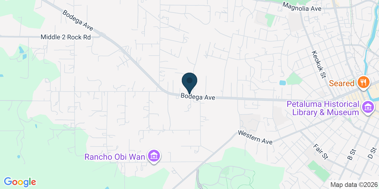 Map showing Petaluma, Sonoma County, CA