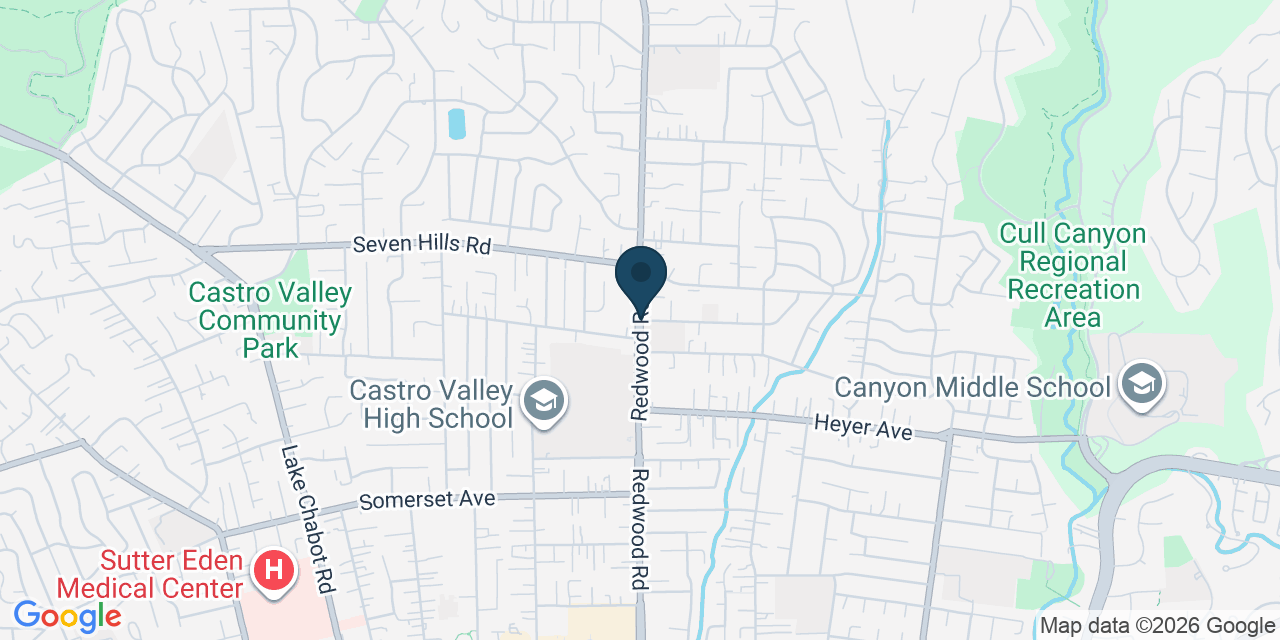 Map showing Castro Valley, Alameda County, CA