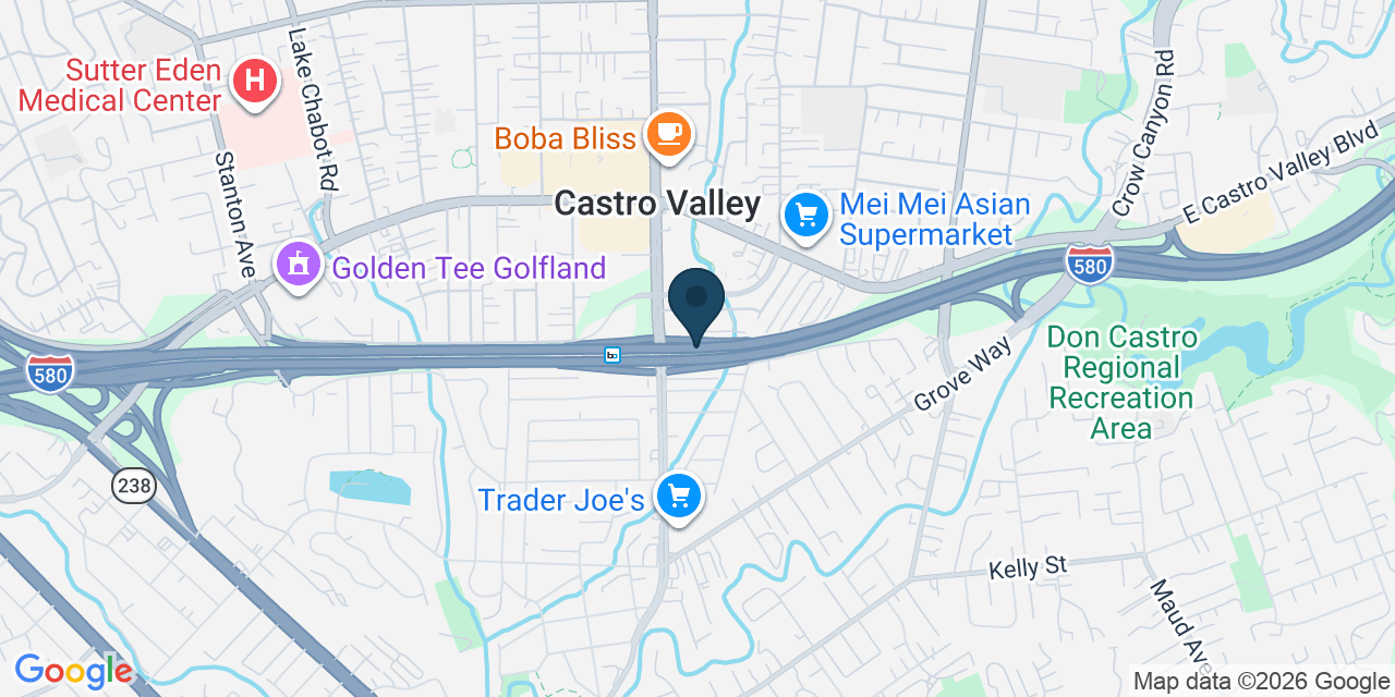 Map showing Castro Valley, Alameda County, CA
