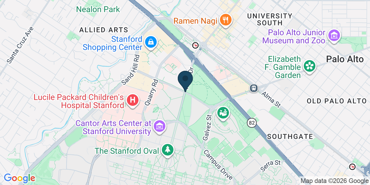 Map showing Stanford, Santa Clara County, CA