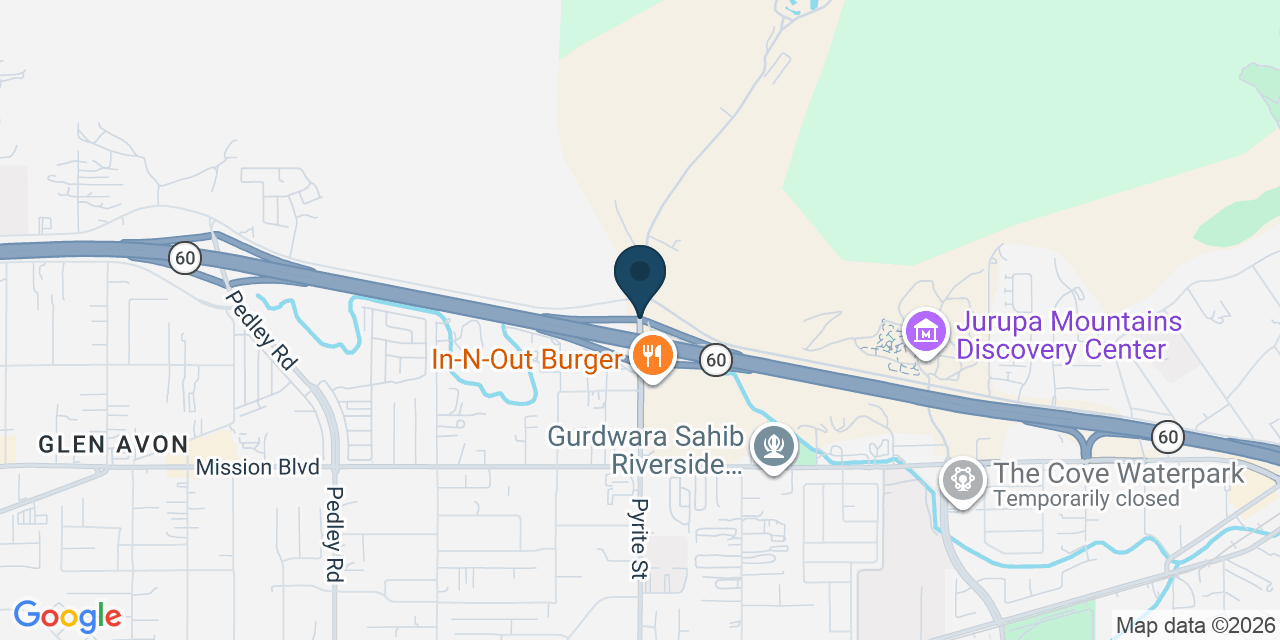 Map showing Jurupa Valley, Riverside County, CA