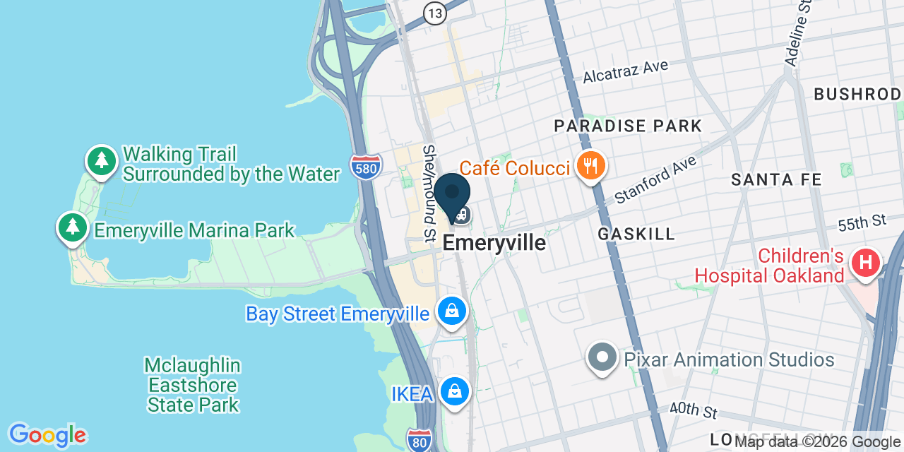 Map showing Emeryville, Alameda County, CA