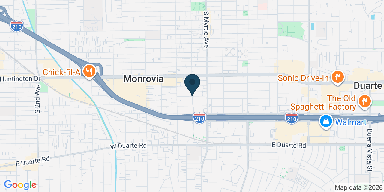 Map showing Monrovia, Los Angeles County, CA