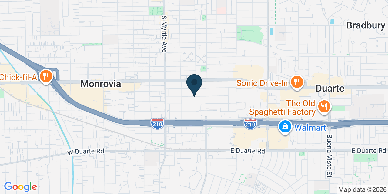 Map showing Monrovia, Los Angeles County, CA