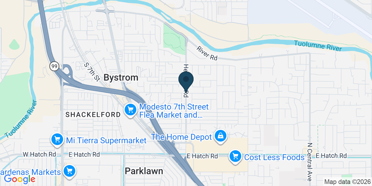Map showing Bystrom, Stanislaus County, CA