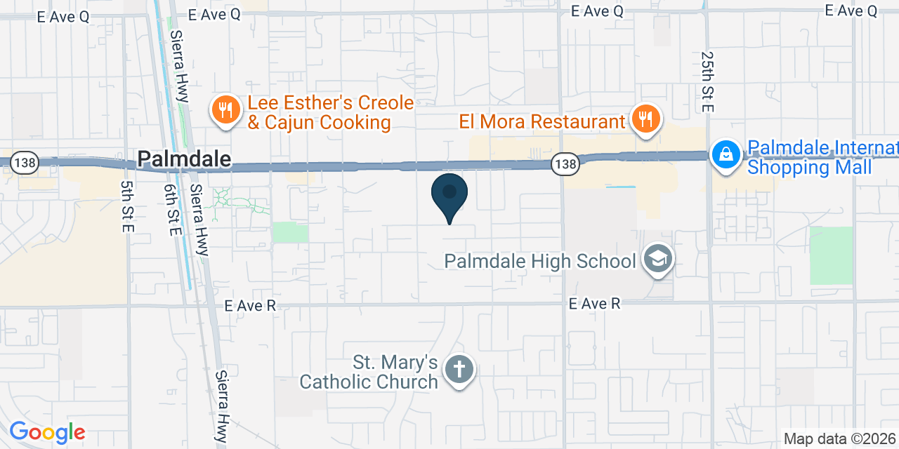 Map showing Palmdale, Los Angeles County, CA
