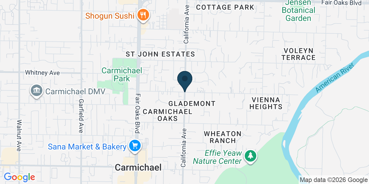 Map showing Carmichael, Sacramento County, CA