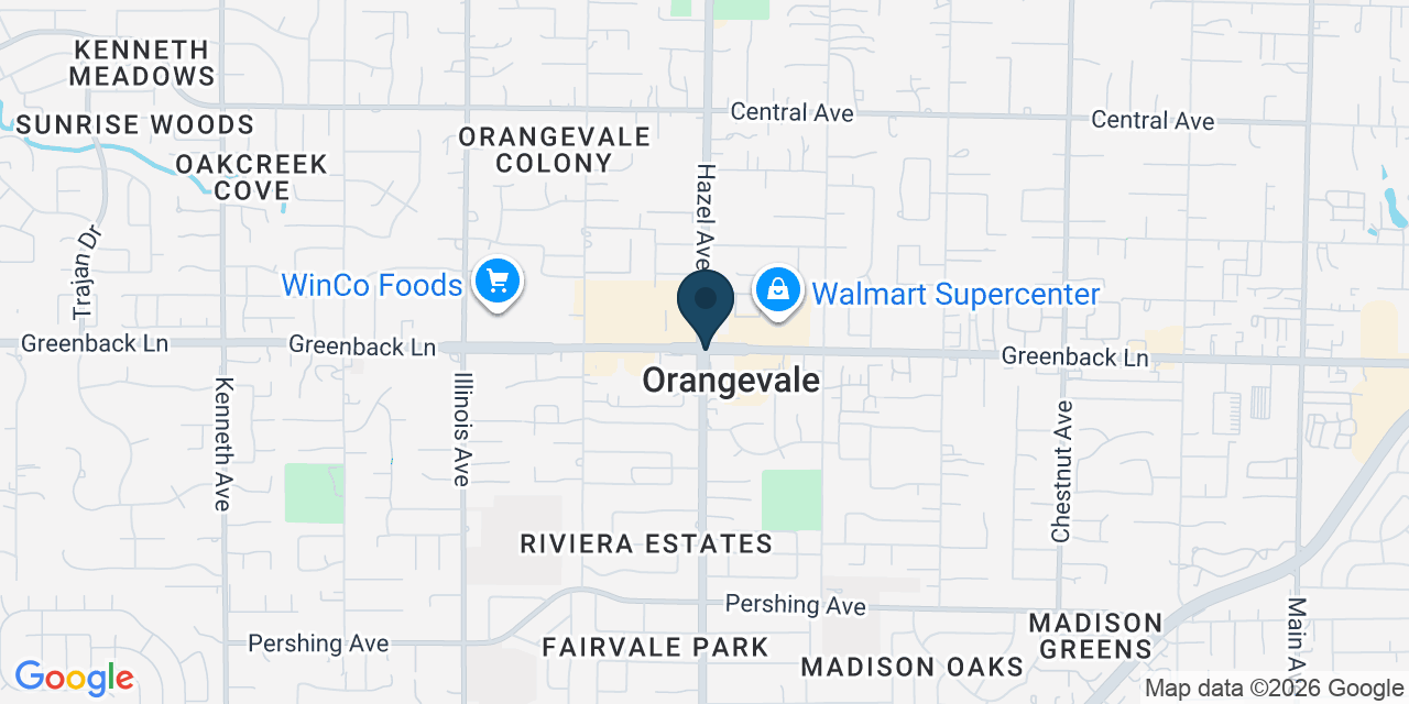 Map showing Orangevale, Sacramento County, CA