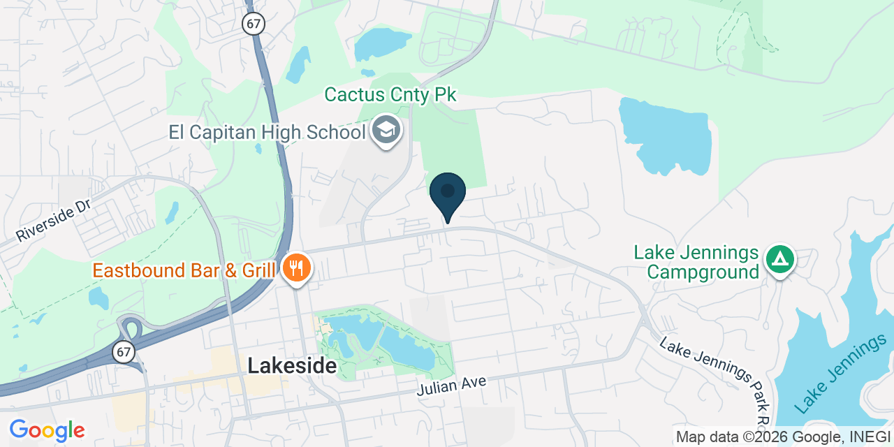 Map showing Lakeside, San Diego County, CA