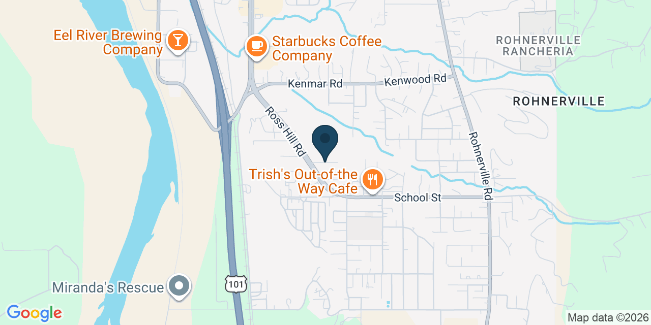 Map showing Fortuna, Humboldt County, CA