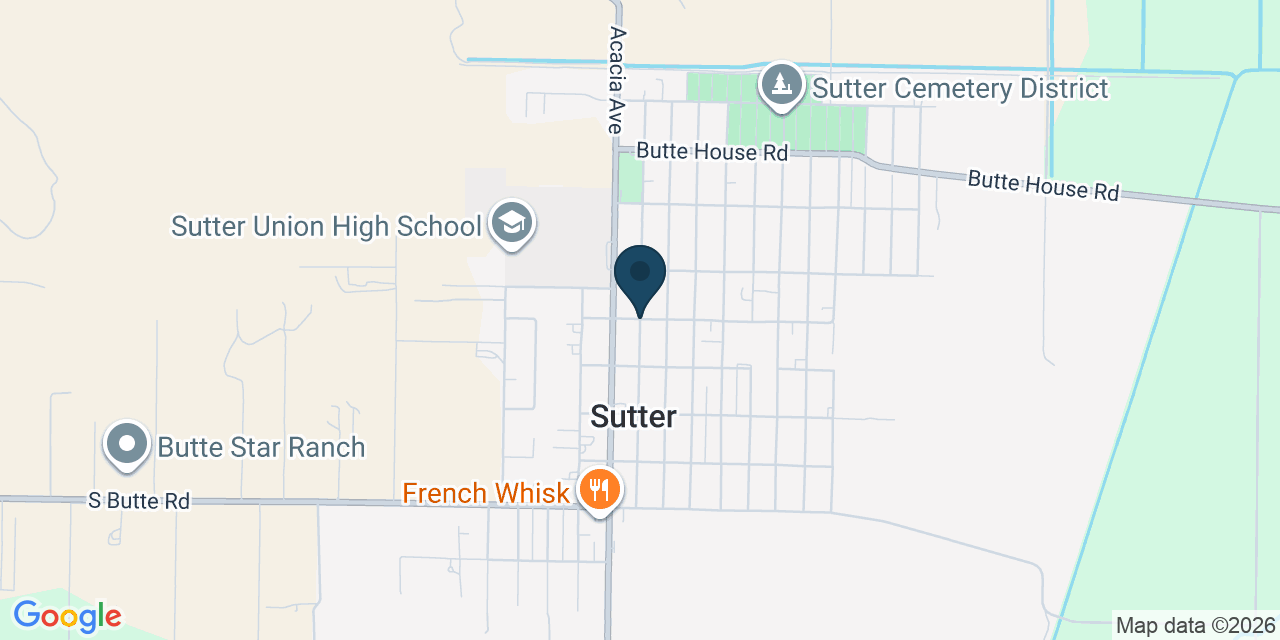 Map showing Sutter, Sutter County, CA