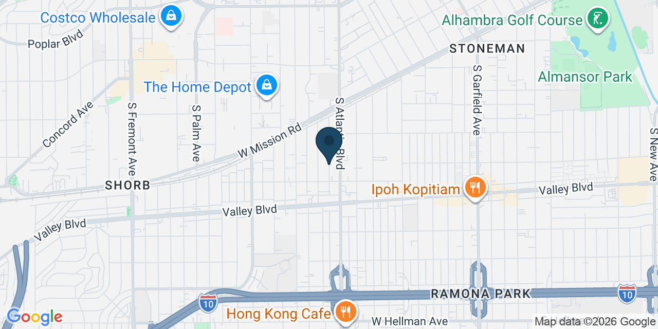 Map showing Alhambra, Los Angeles County, CA