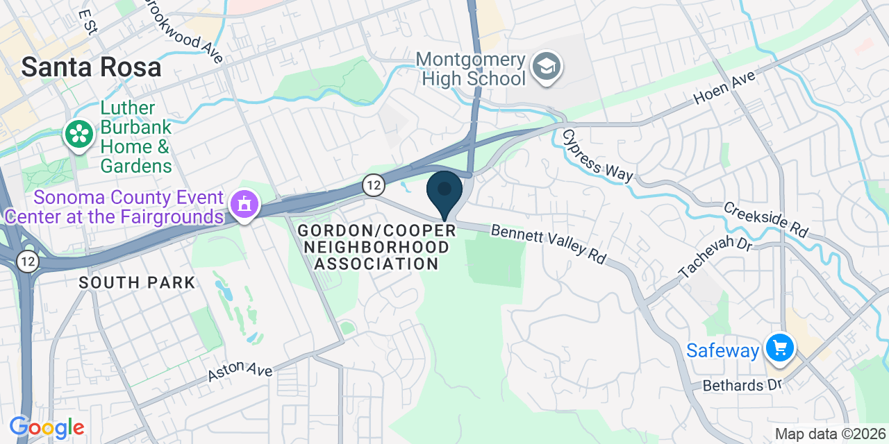 Map showing Santa Rosa, Sonoma County, CA