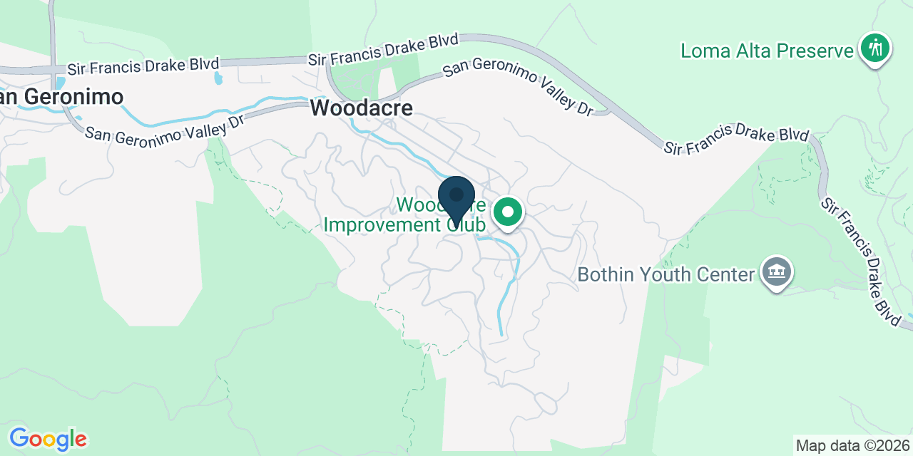Map showing Woodacre, Marin County, CA