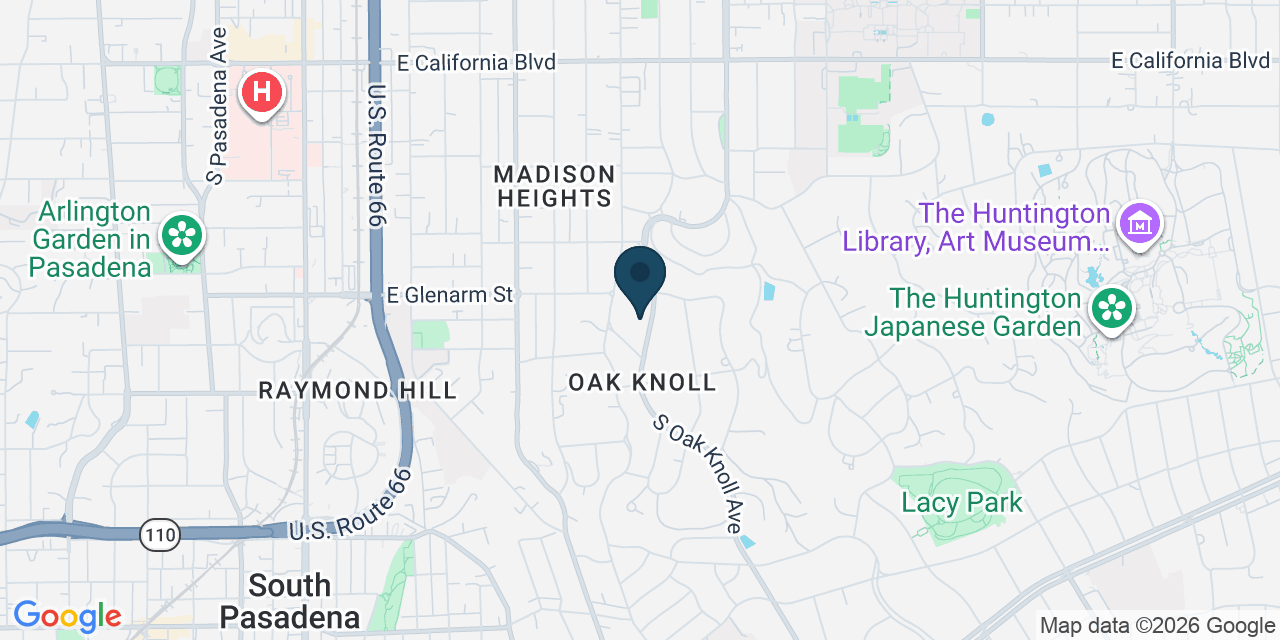 Map showing Pasadena, Los Angeles County, CA