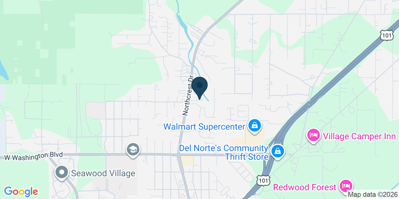 Map showing Crescent City, Del Norte County, CA