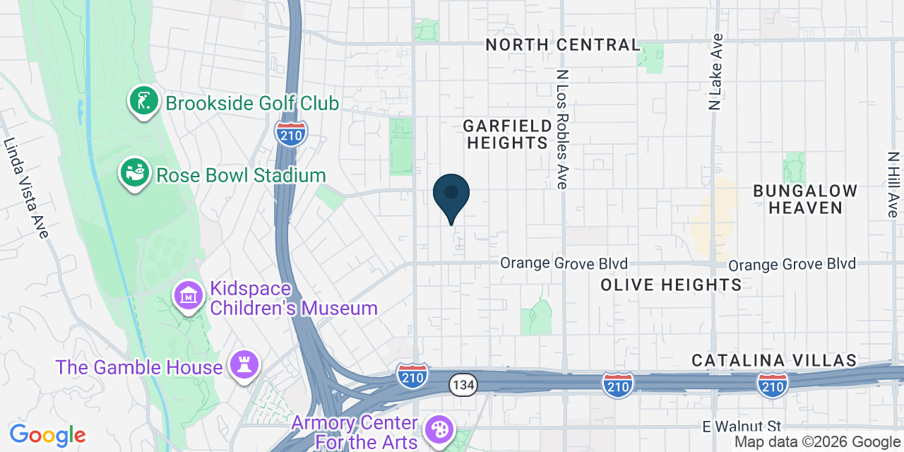 Map showing Pasadena, Los Angeles County, CA