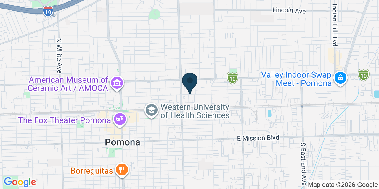 Map showing Pomona, Los Angeles County, CA