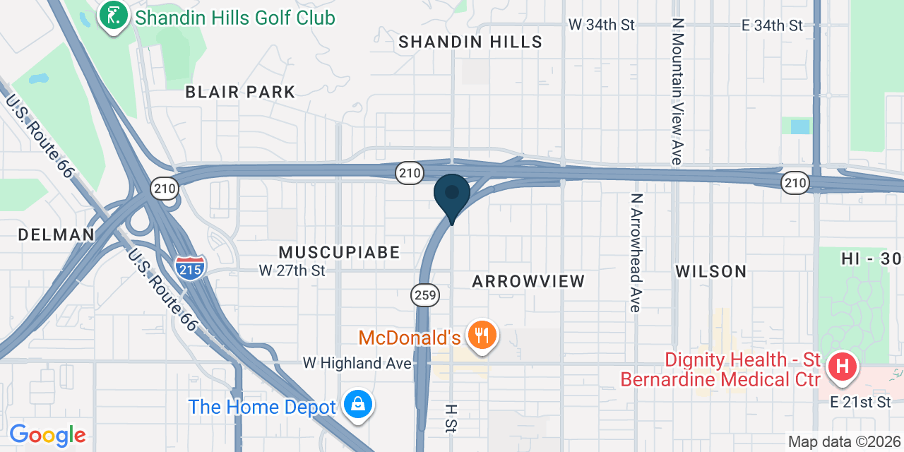 Map showing San Bernardino County, CA