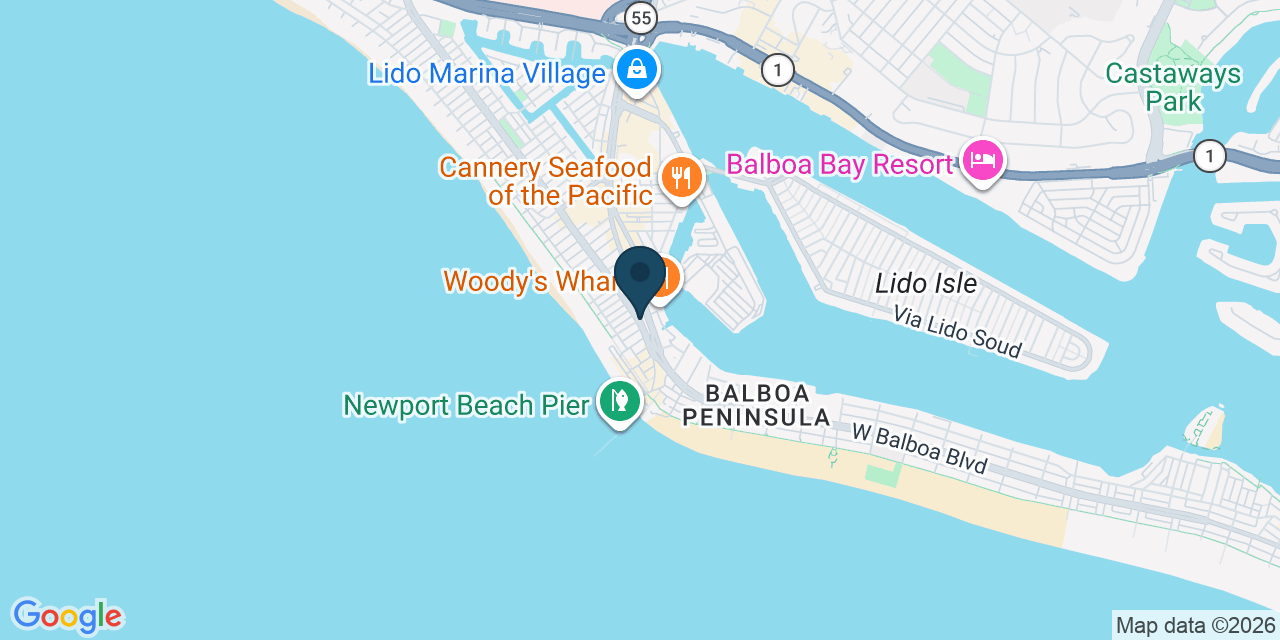 Map showing Newport Beach, Orange County, CA