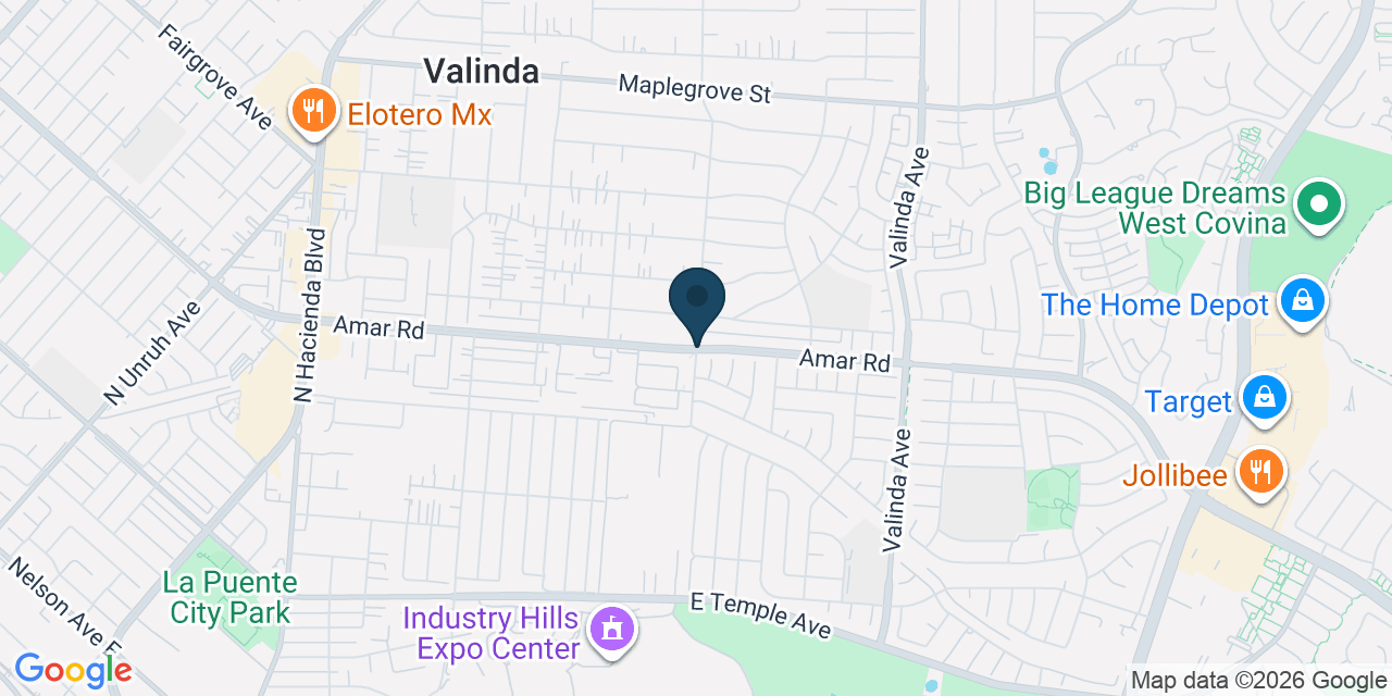 Map showing Valinda, Los Angeles County, CA