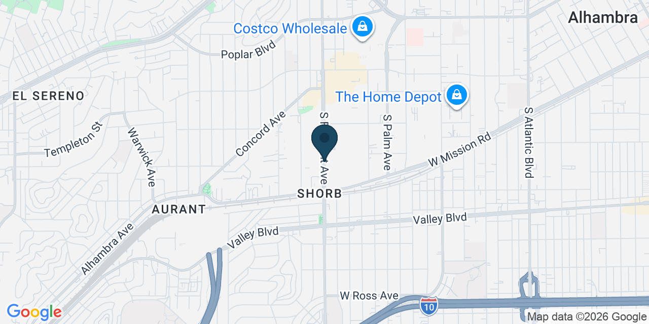 Map showing Alhambra, Los Angeles County, CA