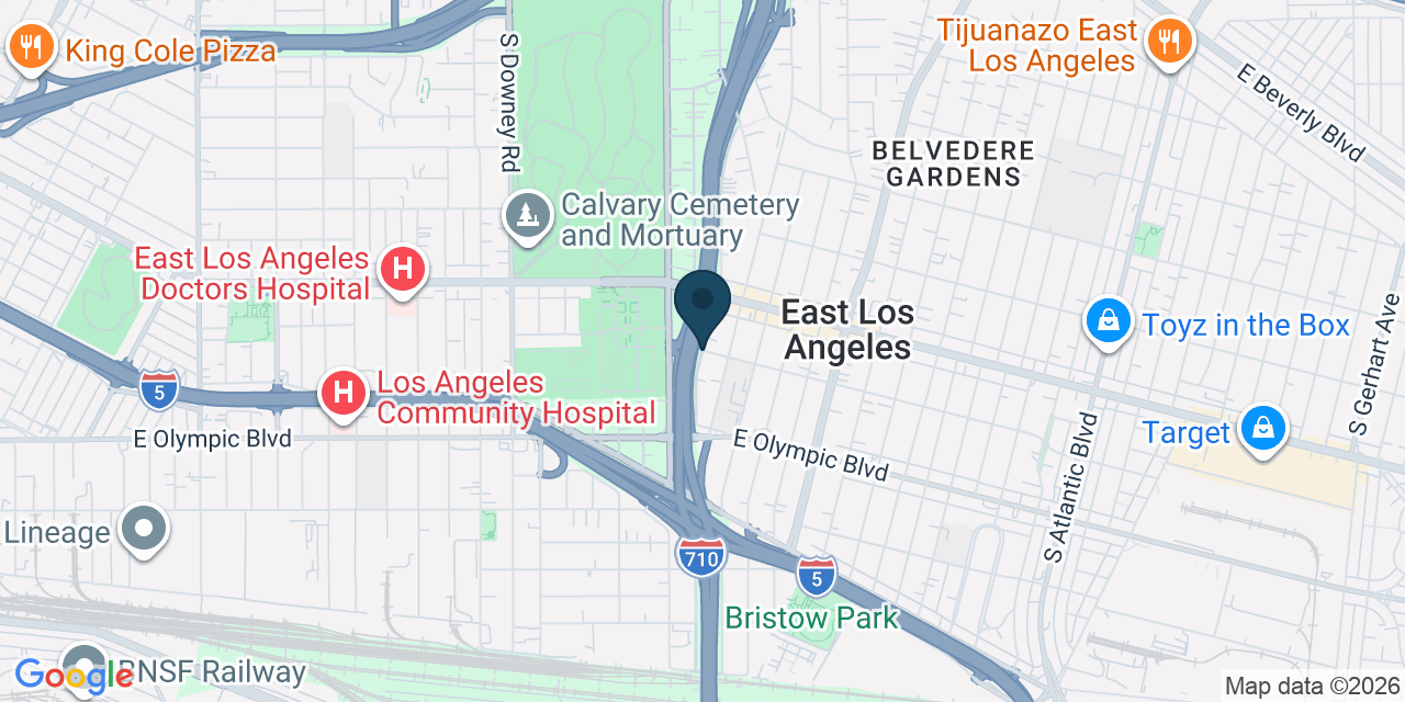 Map showing East Los Angeles, Los Angeles County, CA