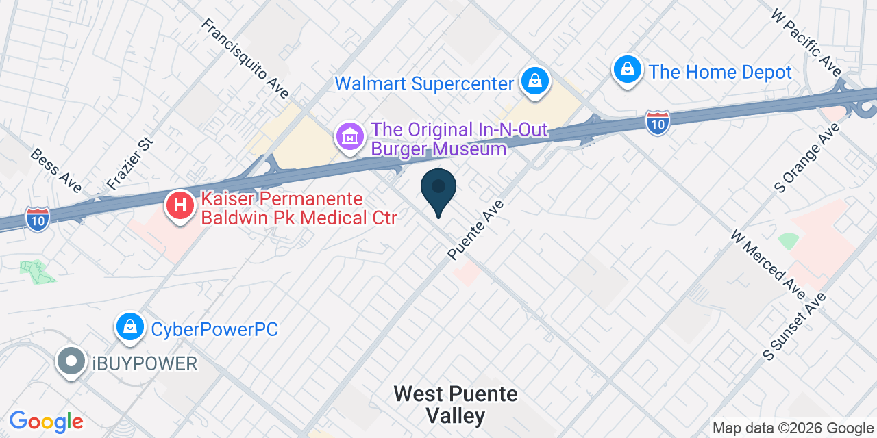 Map showing Baldwin Park, Los Angeles County, CA